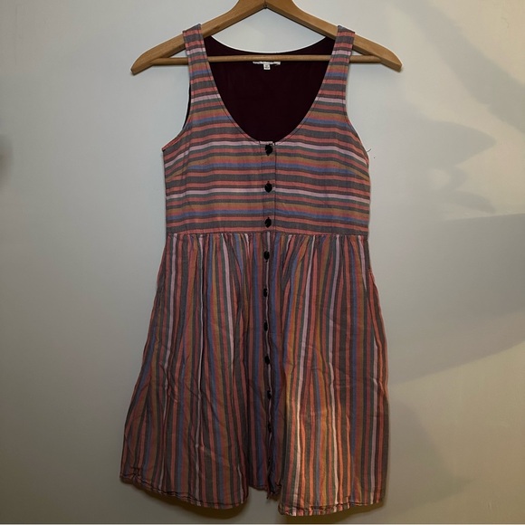 Madewell Scoopneck Tank Dress in Rainbow Stripe Size XS - Picture 5 of 16